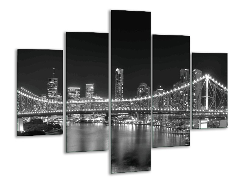 Canvas schilderij New York | Grijs, Zwart | 100x70cm 5Luik