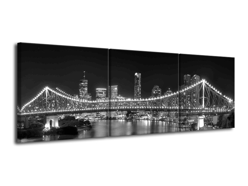 Canvas schilderij New York | Grijs, Zwart | 120x40cm 3Luik