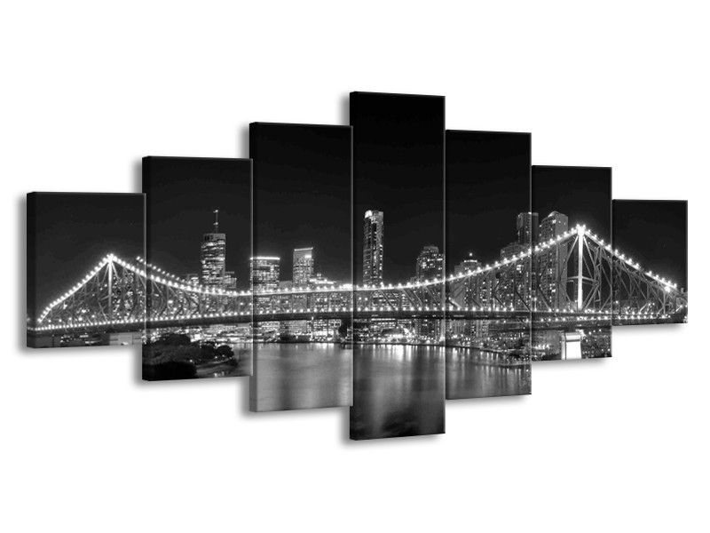 Glas schilderij New York | Grijs, Zwart | 210x100cm 7Luik