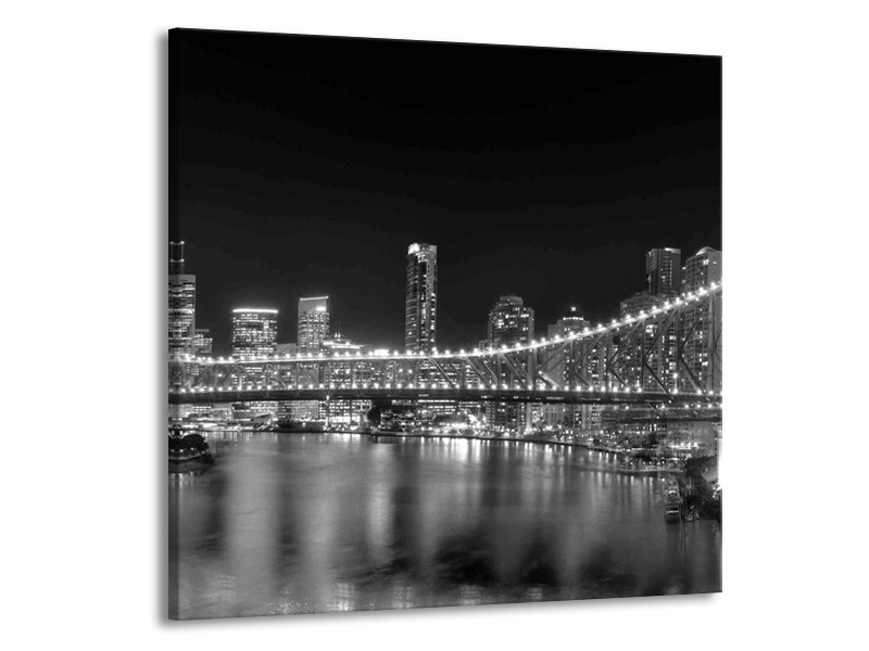 Glas schilderij New York | Grijs, Zwart | 70x70cm 1Luik