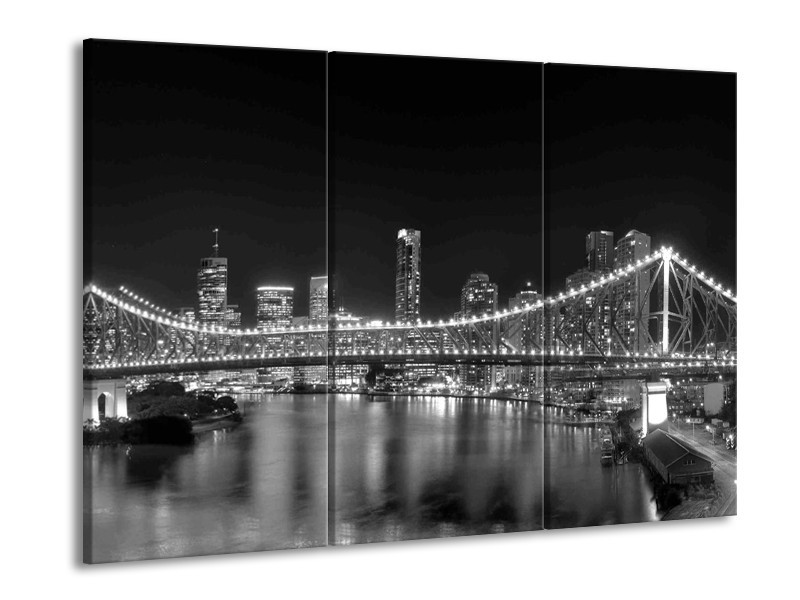 Glas schilderij New York | Grijs, Zwart | 90x60cm 3Luik