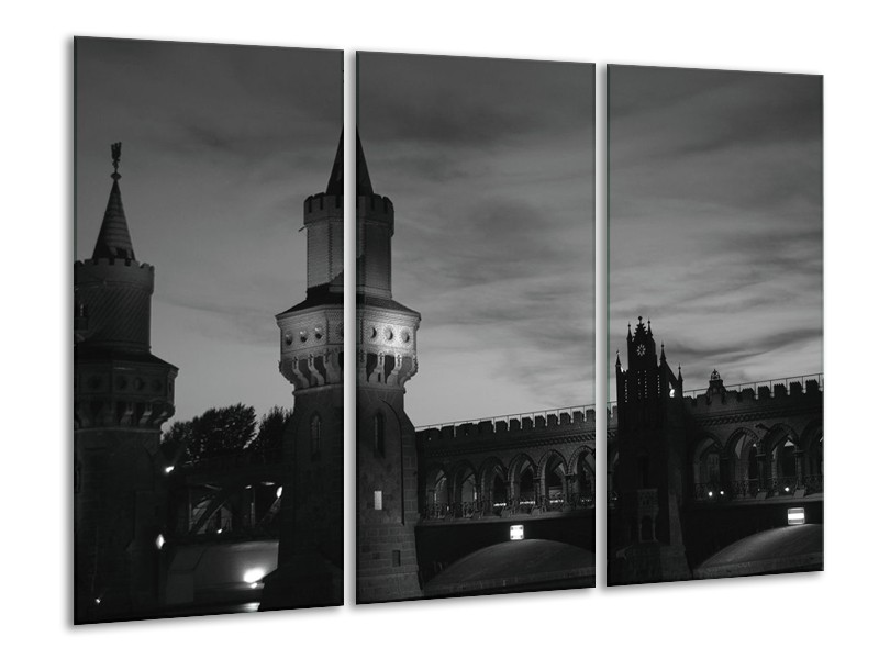 Canvas schilderij Gebouw | Grijs, Zwart, Wit | 120x80cm 3Luik