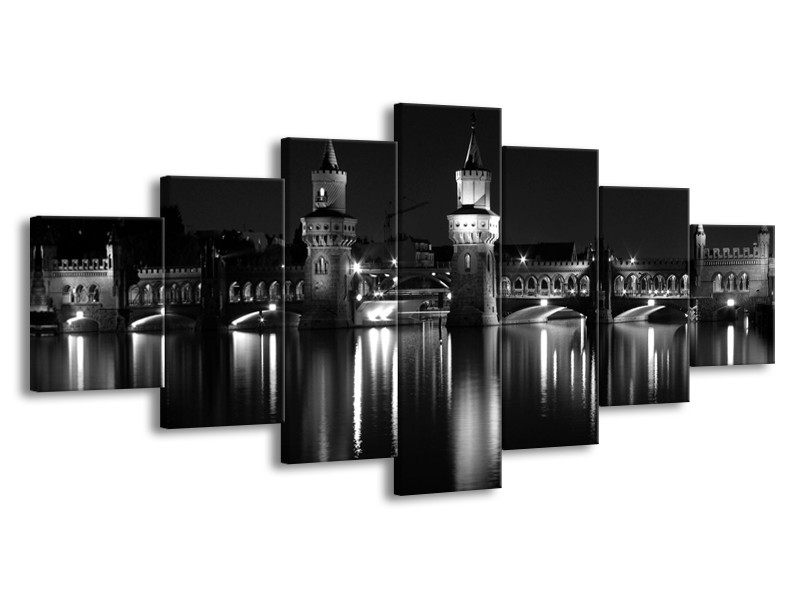 Glas schilderij Gebouw | Grijs, Zwart, Wit | 210x100cm 7Luik