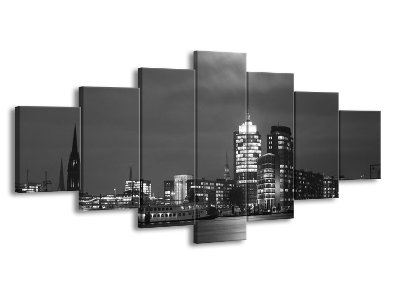 Glas schilderij Gebouw | Grijs, Zwart, Wit | 210x100cm 7Luik