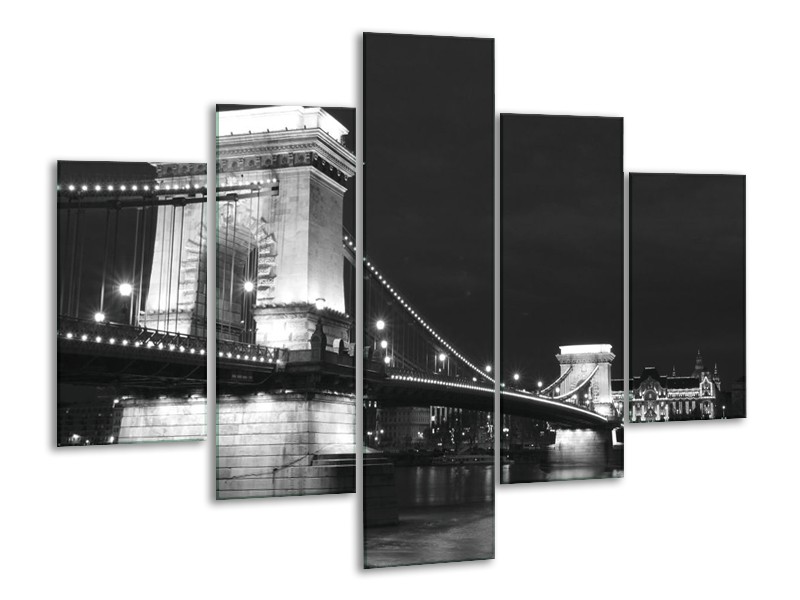 Canvas schilderij Brug | Grijs, Zwart, Wit | 100x70cm 5Luik