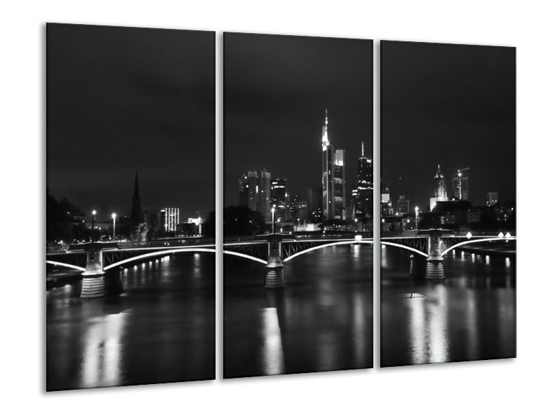 Canvas schilderij Brug | Grijs, Zwart, Wit | 120x80cm 3Luik