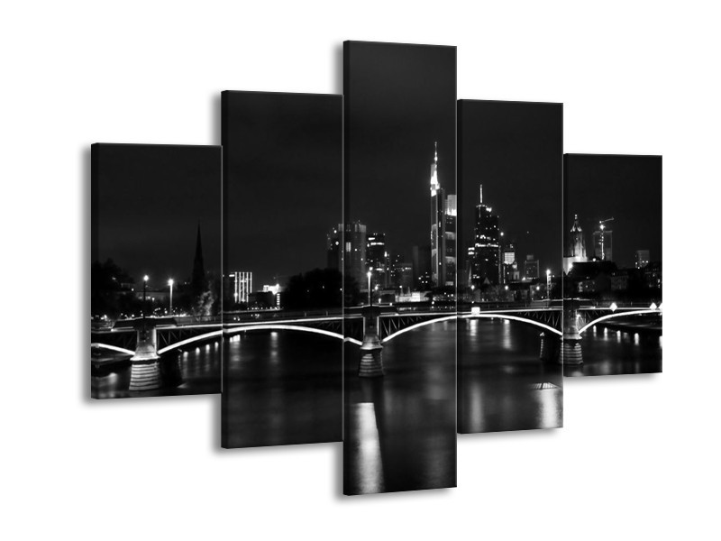 Canvas schilderij Brug | Grijs, Zwart, Wit | 150x105cm 5Luik