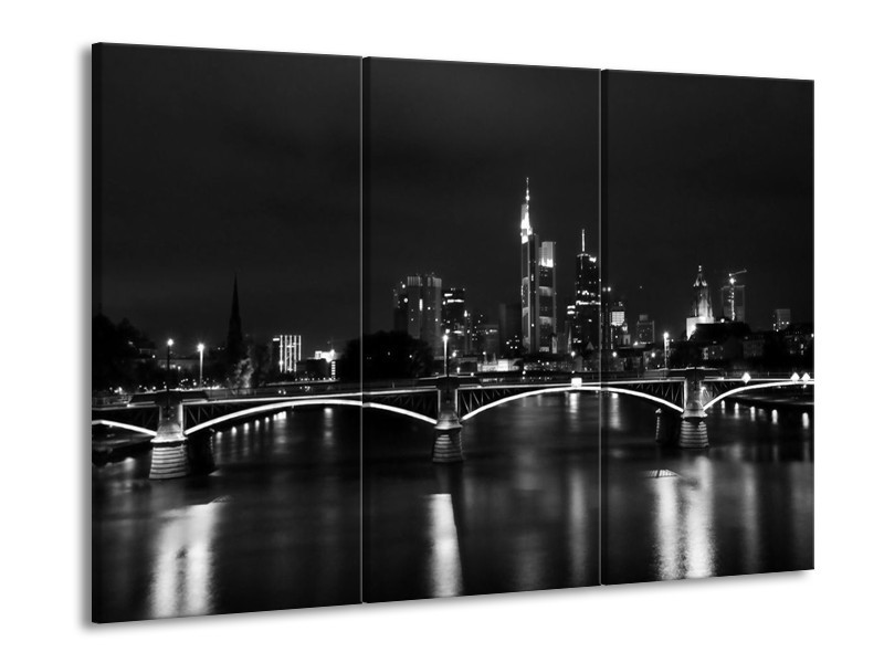 Canvas schilderij Brug | Grijs, Zwart, Wit | 90x60cm 3Luik