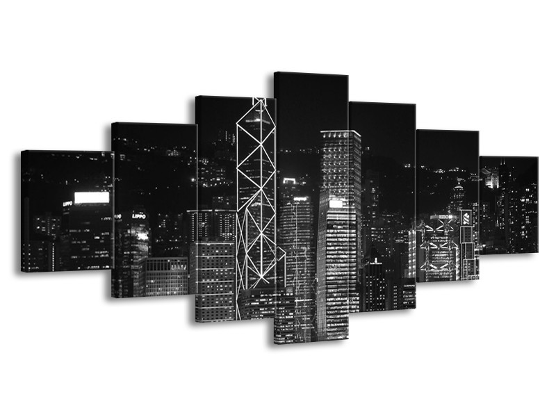 Glas schilderij Gebouw | Grijs, Zwart, Wit | 210x100cm 7Luik