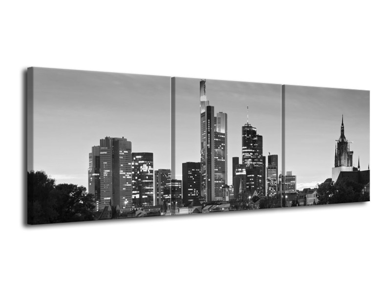 Canvas schilderij Gebouw | Grijs, Zwart, Wit | 120x40cm 3Luik