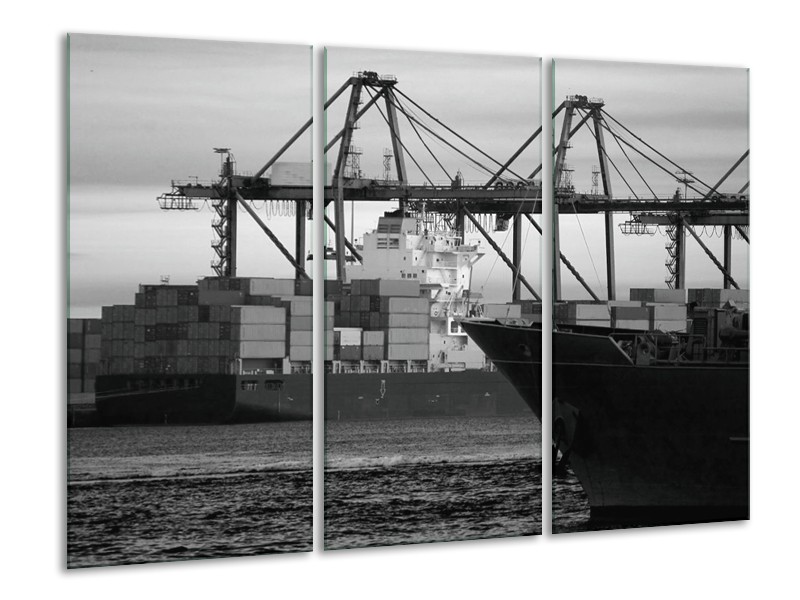 Canvas schilderij Boot | Grijs, Zwart, Wit | 120x80cm 3Luik