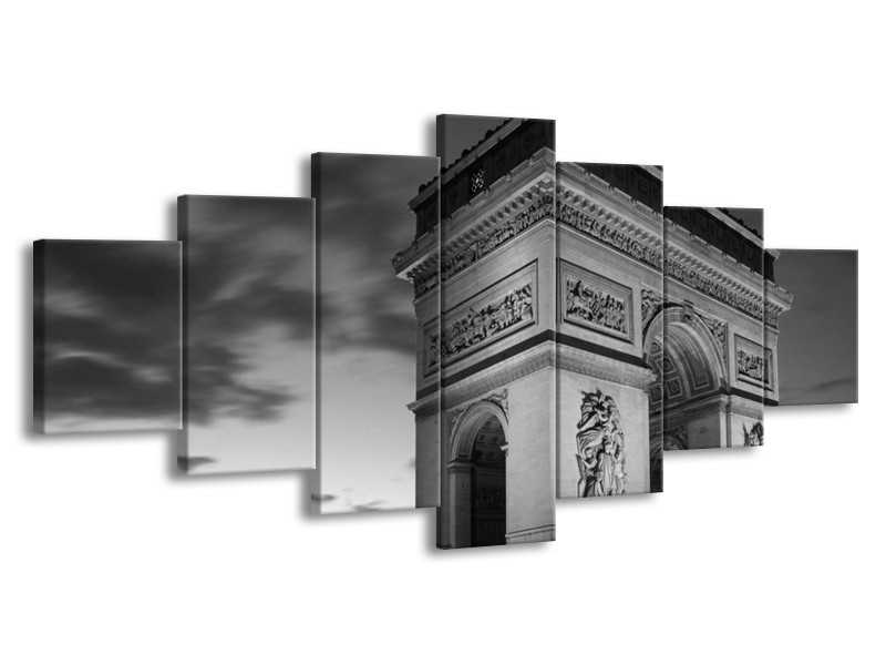 Canvas schilderij Parijs | Grijs, Zwart, Wit | 210x100cm 7Luik