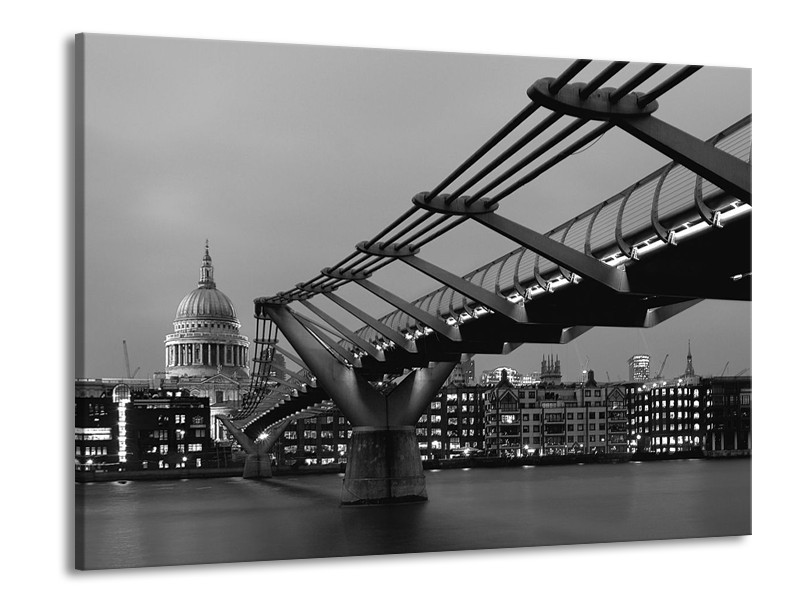 Canvas schilderij Brug | Grijs, Zwart, Wit | 100x70cm 1Luik