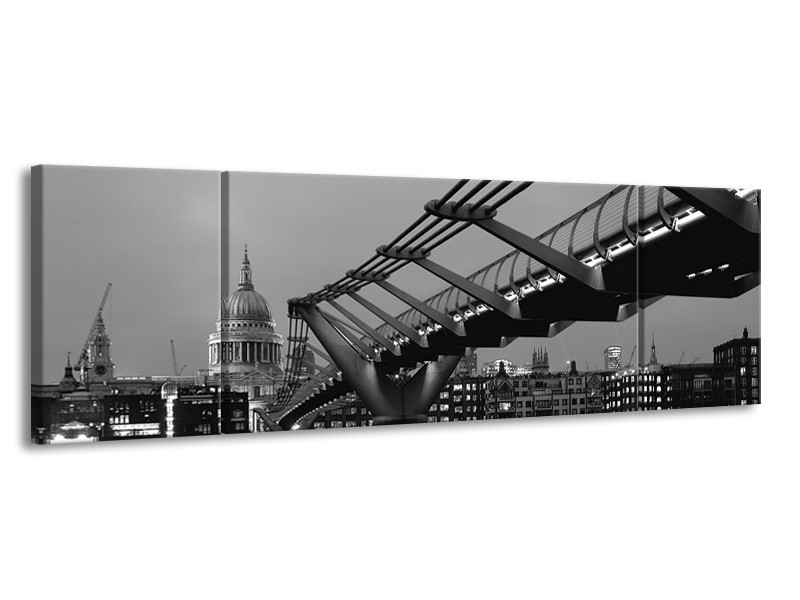 Glas schilderij Brug | Grijs, Zwart, Wit | 170x50cm 3Luik