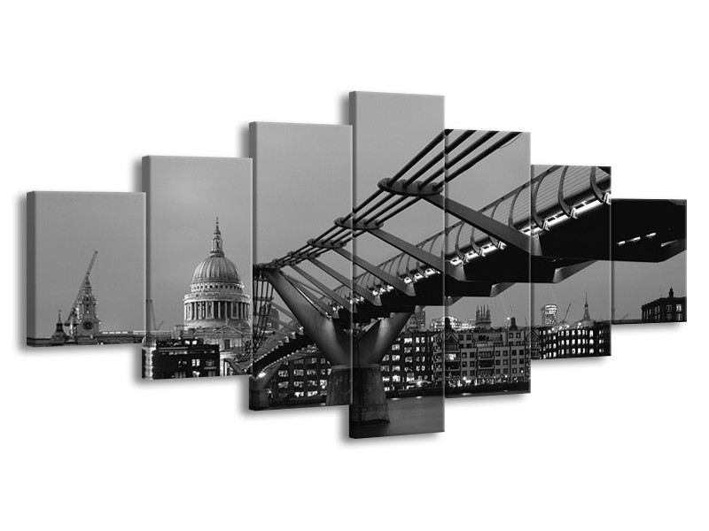 Glas schilderij Brug | Grijs, Zwart, Wit | 210x100cm 7Luik