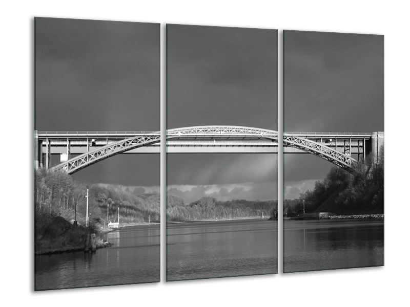 Canvas schilderij Brug | Grijs, Zwart, Wit | 120x80cm 3Luik