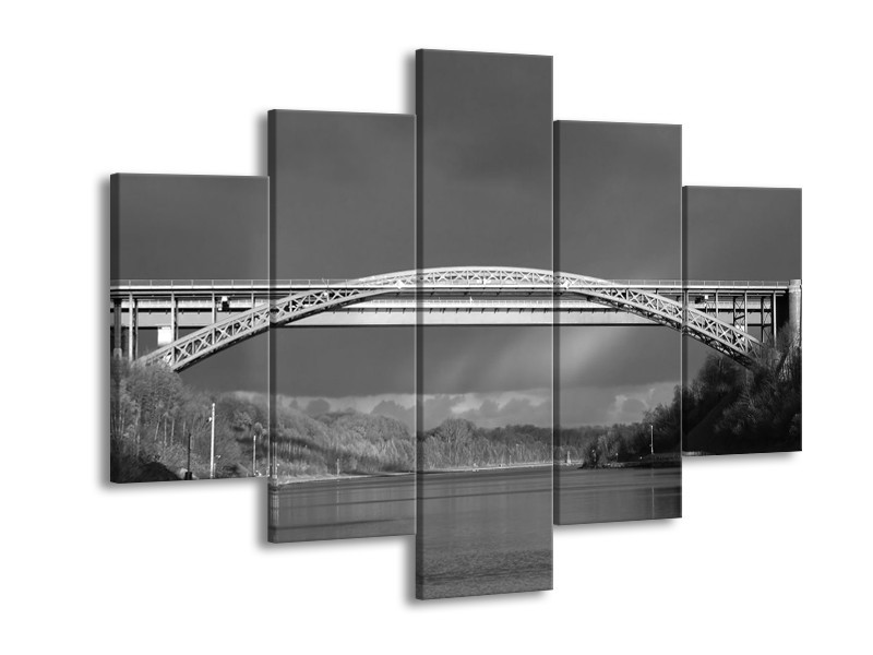 Glas schilderij Brug | Grijs, Zwart, Wit | 150x105cm 5Luik