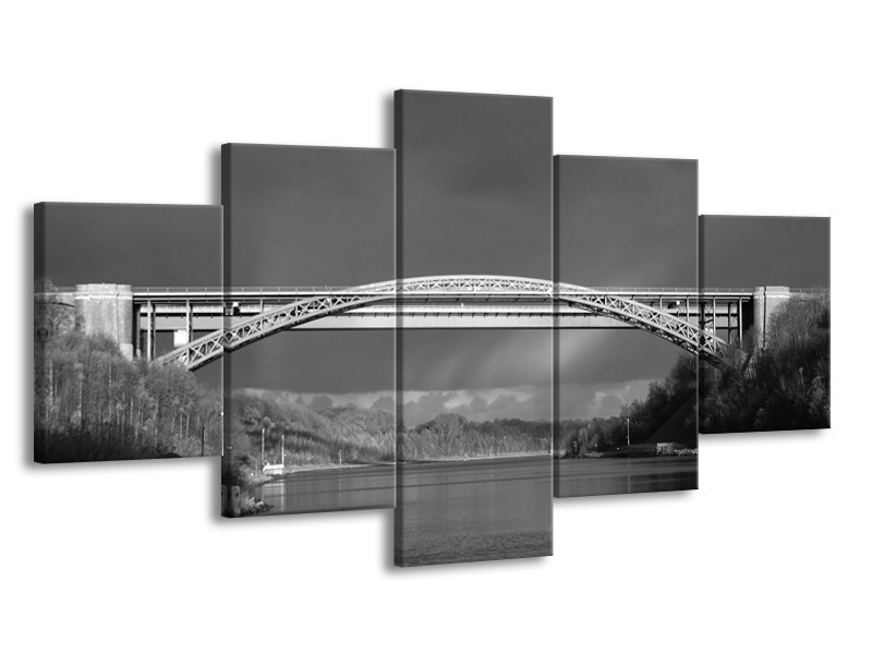 Glas schilderij Brug | Grijs, Zwart, Wit | 150x80cm 5Luik