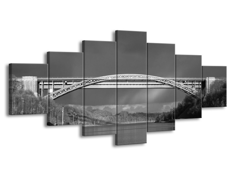 Glas schilderij Brug | Grijs, Zwart, Wit | 210x100cm 7Luik