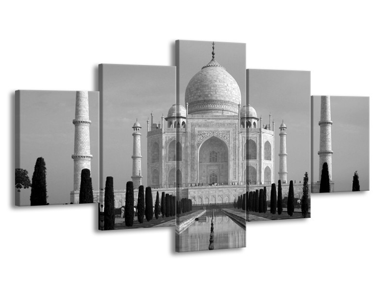 Glas schilderij Taj Mahal | Grijs, Zwart, Wit | 150x80cm 5Luik