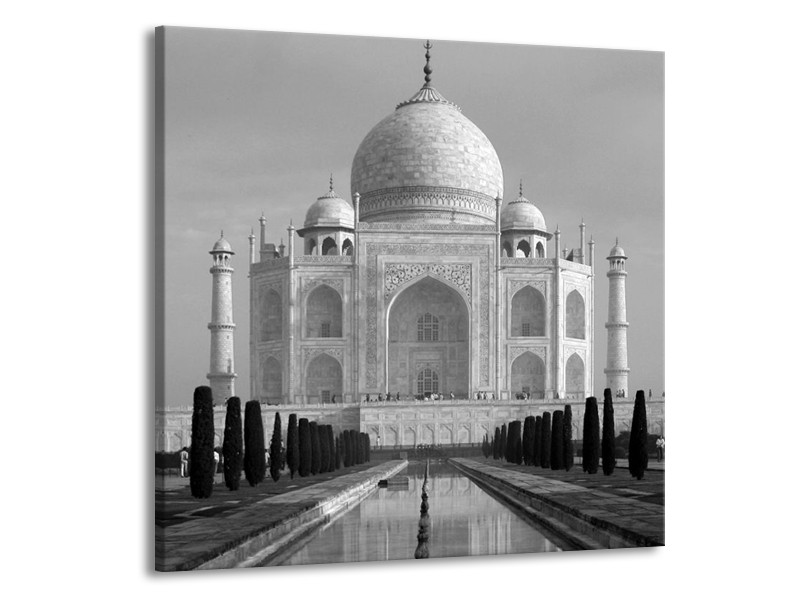 Glas schilderij Taj Mahal | Grijs, Zwart, Wit | 50x50cm 1Luik