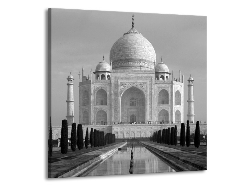 Glas schilderij Taj Mahal | Grijs, Zwart, Wit | 70x70cm 1Luik