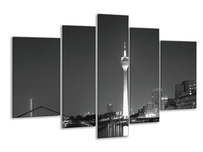 Glas schilderij Rotterdam | Grijs, Zwart, Wit | 170x100cm 5Luik