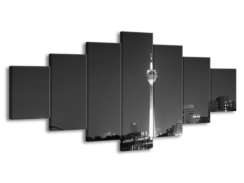 Glas schilderij Rotterdam | Grijs, Zwart, Wit | 210x100cm 7Luik