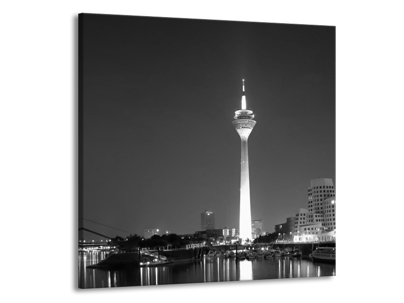 Glas schilderij Rotterdam | Grijs, Zwart, Wit | 70x70cm 1Luik