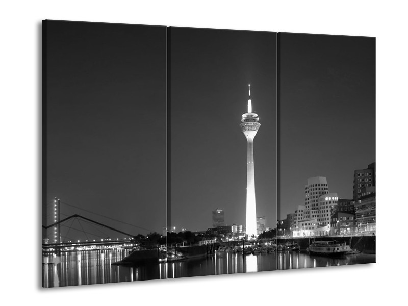 Glas schilderij Rotterdam | Grijs, Zwart, Wit | 90x60cm 3Luik