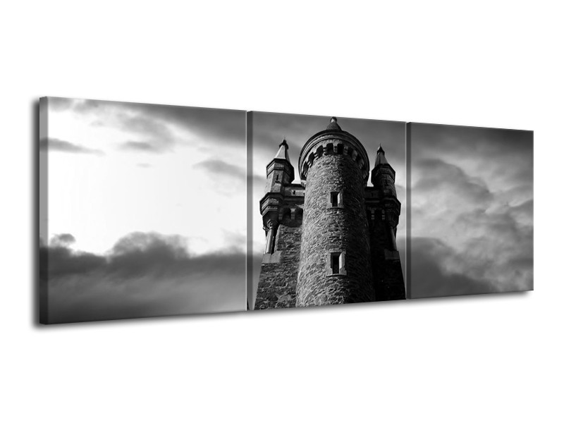 Canvas schilderij Toren | Grijs, Zwart, Wit | 120x40cm 3Luik