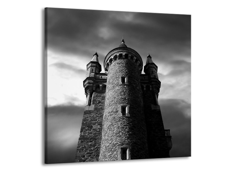 Canvas schilderij Toren | Grijs, Zwart, Wit | 70x70cm 1Luik