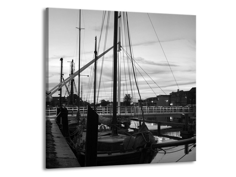 Canvas schilderij Boot | Grijs, Zwart, Wit | 50x50cm 1Luik