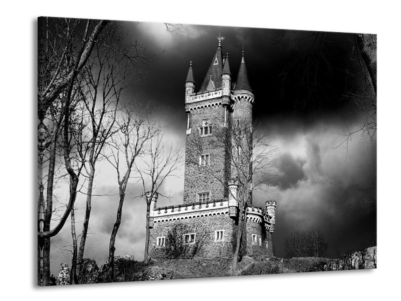 Canvas schilderij Kasteel | Grijs, Zwart, Wit | 100x70cm 1Luik