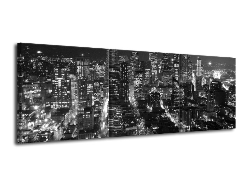 Canvas schilderij New York | Zwart, Grijs | 120x40cm 3Luik