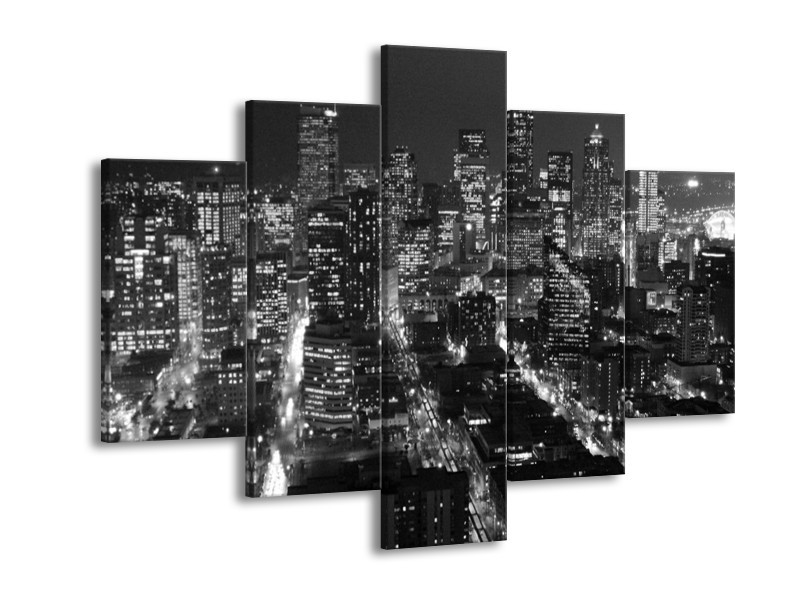 Glas schilderij New York | Zwart, Grijs | 150x105cm 5Luik