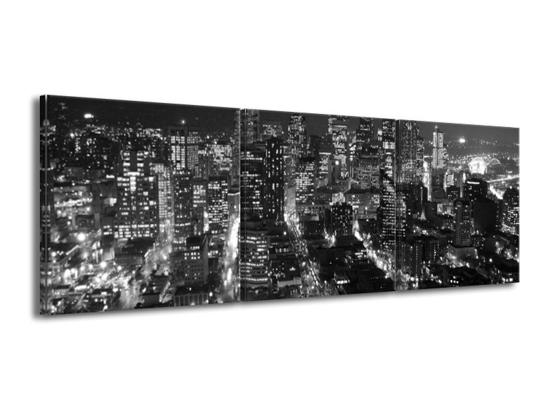 Glas schilderij New York | Zwart, Grijs | 150x50cm 3Luik