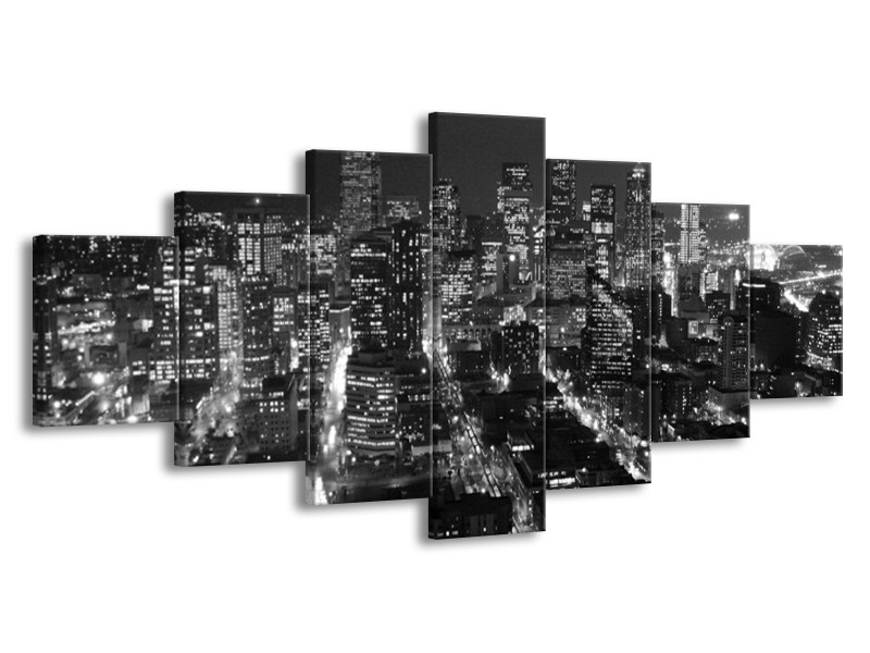 Canvas schilderij New York | Zwart, Grijs | 210x100cm 7Luik