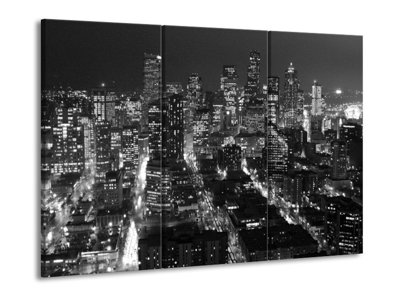 Glas schilderij New York | Zwart, Grijs | 90x60cm 3Luik