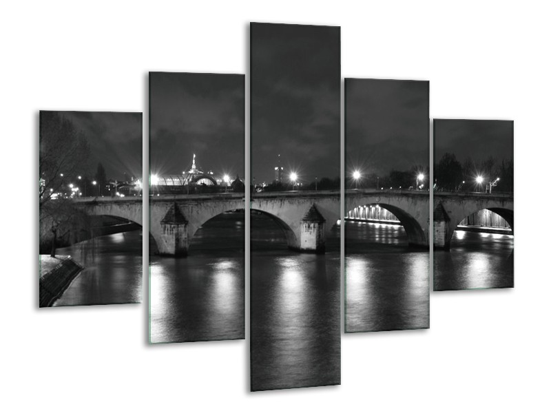 Glas schilderij Brug | Grijs, Zwart, Wit | 100x70cm 5Luik