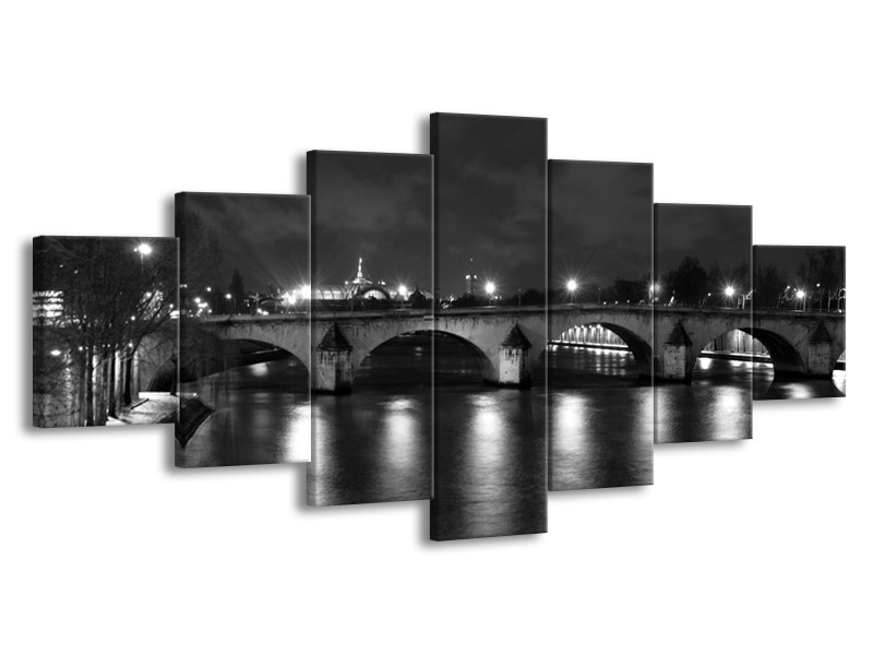 Canvas schilderij Brug | Grijs, Zwart, Wit | 210x100cm 7Luik