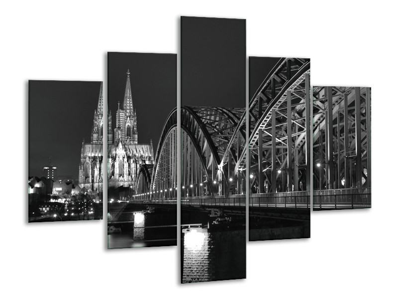 Glas schilderij Brug | Grijs, Zwart, Wit | 100x70cm 5Luik
