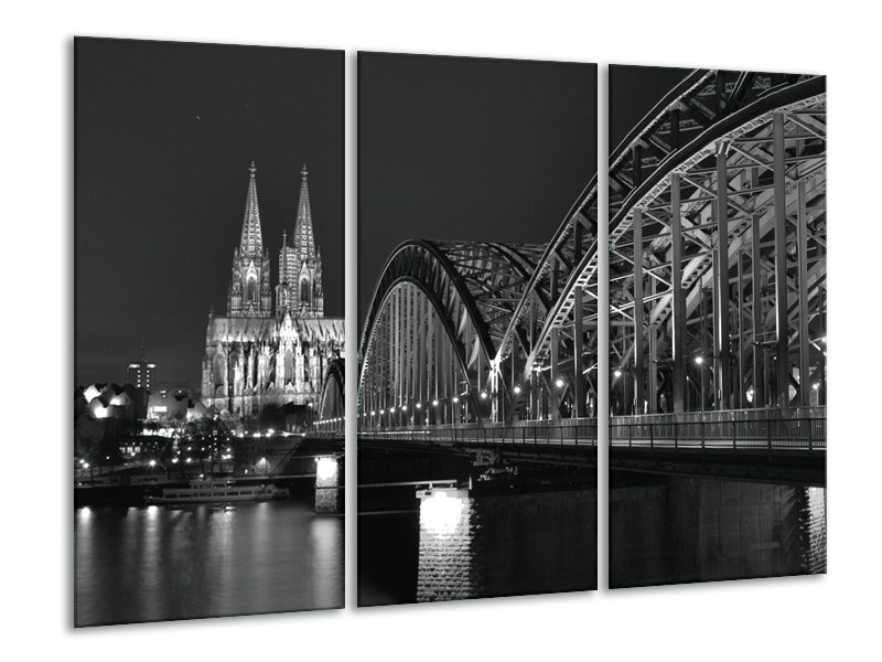 Glas schilderij Brug | Grijs, Zwart, Wit | 120x80cm 3Luik