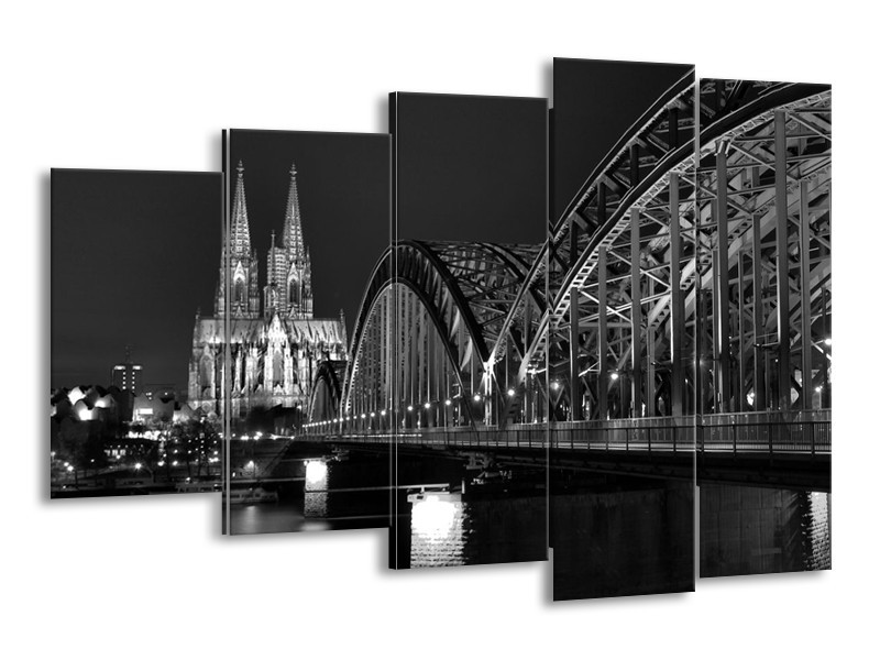 Glas schilderij Brug | Grijs, Zwart, Wit | 150x100cm 5Luik