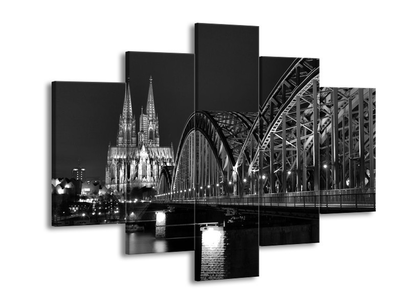 Glas schilderij Brug | Grijs, Zwart, Wit | 150x105cm 5Luik