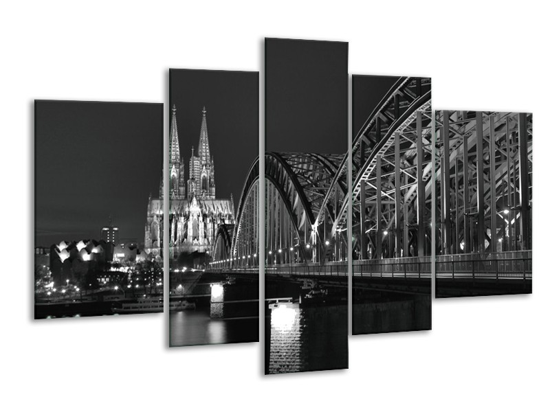 Glas schilderij Brug | Grijs, Zwart, Wit | 170x100cm 5Luik