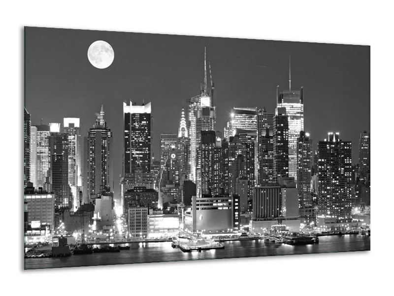 Glas schilderij New York | Grijs, Zwart, Wit | 120x70cm 1Luik