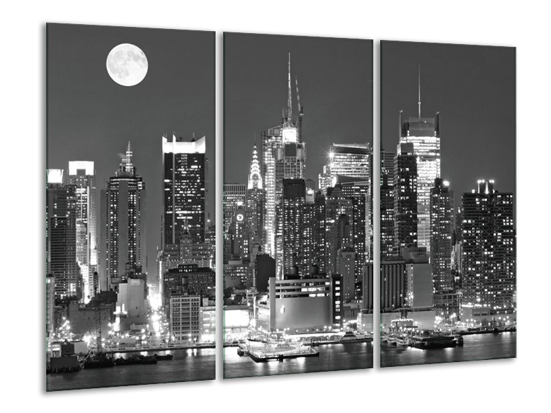 Glas schilderij New York | Grijs, Zwart, Wit | 120x80cm 3Luik