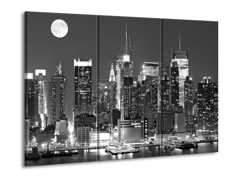 Canvas schilderij New York | Grijs, Zwart, Wit | 90x60cm 3Luik