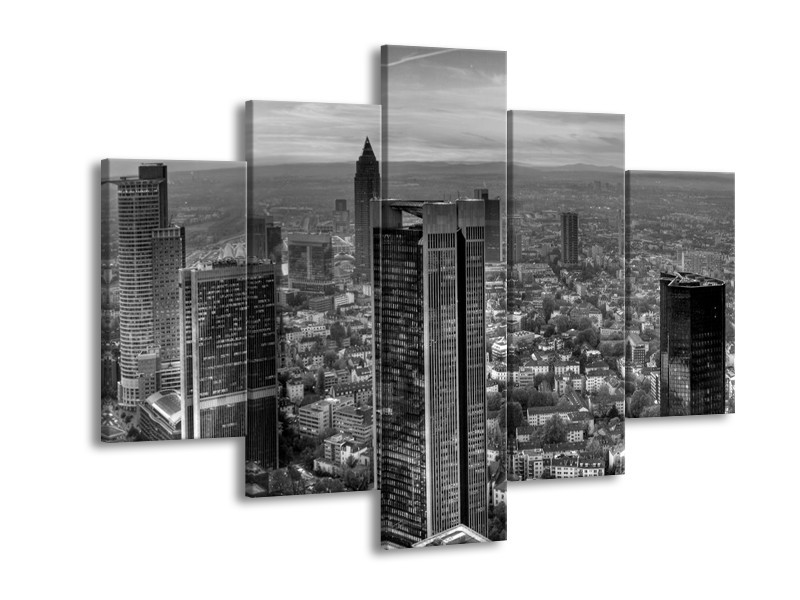 Glas schilderij New York | Grijs, Zwart, Wit | 150x105cm 5Luik